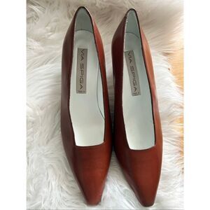 Via Spiga Womens Brown Leather small Heel Dress Slip Shoes 9.5M